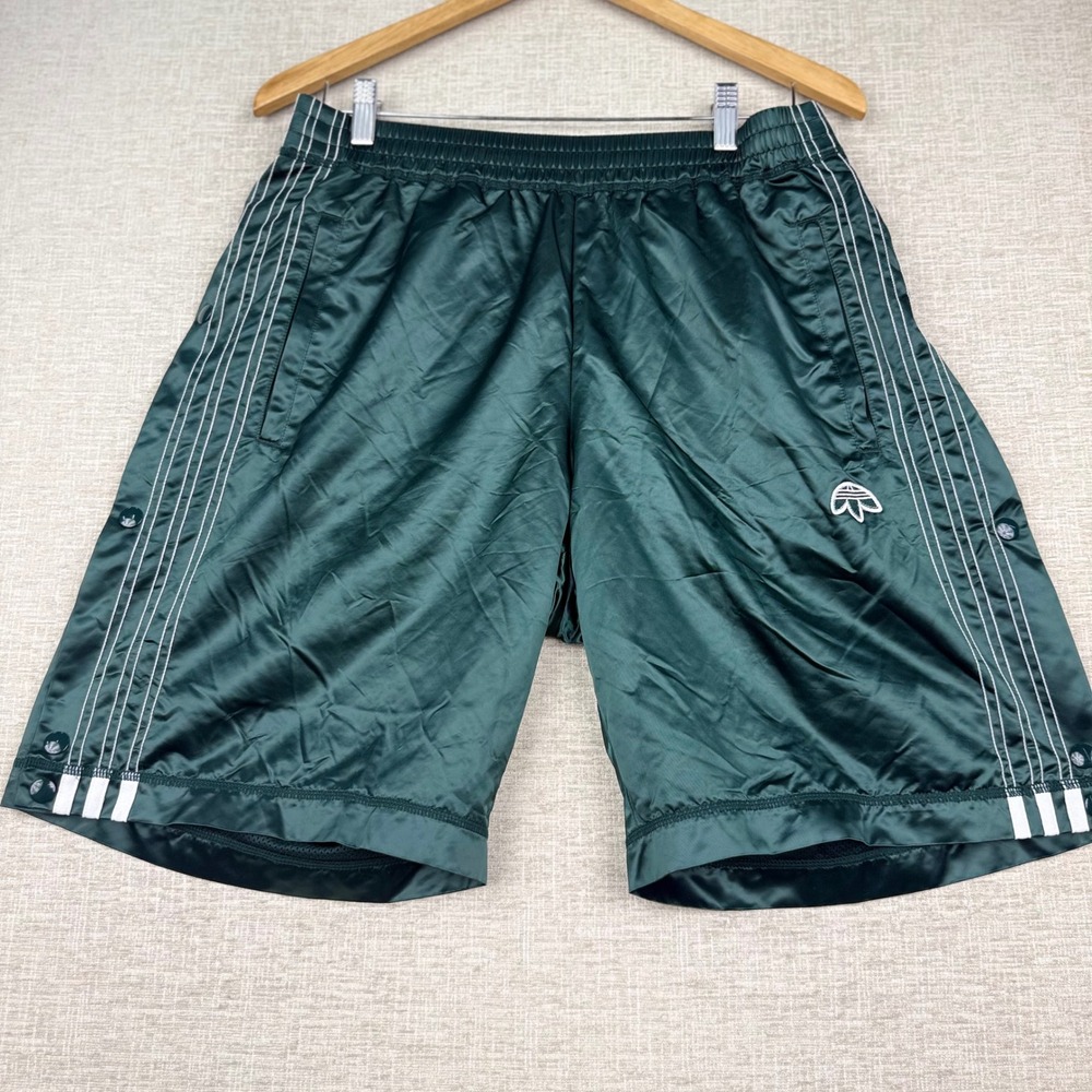 Adidas Alexander Wang Satin Snap Track Shorts Green Mens Medium CV5257